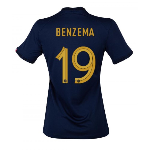 Fotbalové Dres Francie Karim Benzema #19 Dámské Domácí MS 2022 Krátký Rukáv